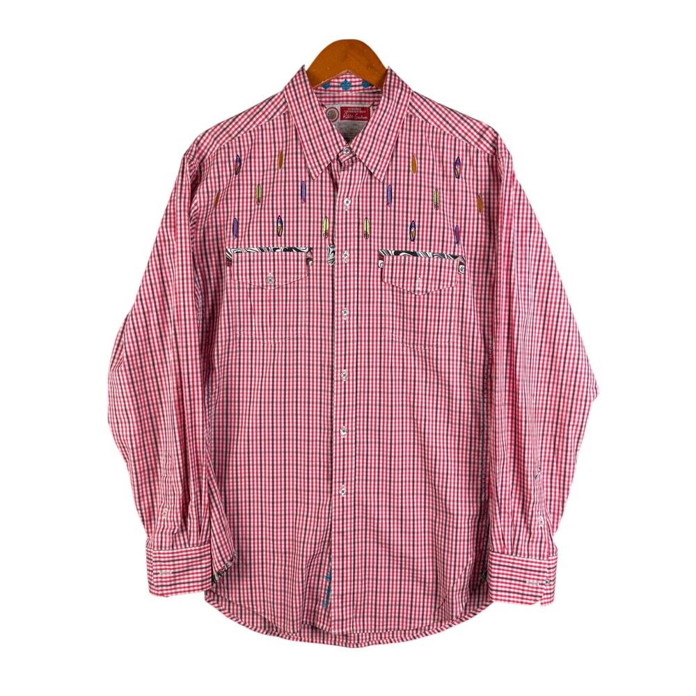 Robert Graham The Freshly Laundered Button Up Shirt Surfboard Red‎ Mens Large